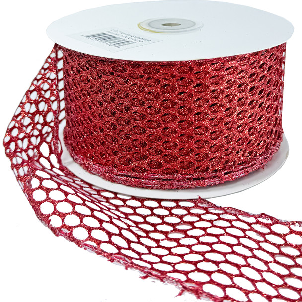 #40 Honeycomb Ribbon - 25 Yards - Red