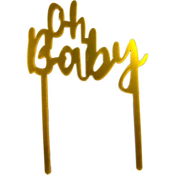 Oh Baby Topper - Acrylic Gold