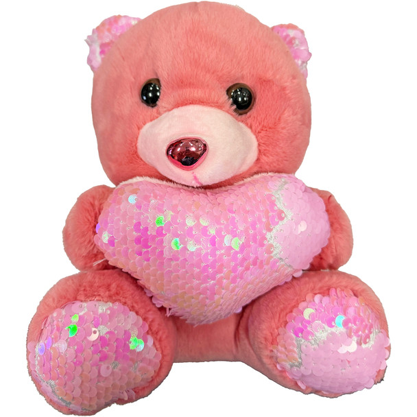 8" Metallic Sequin Teddy Bears - Pink