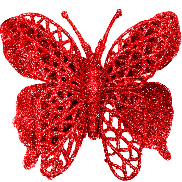 4" Double Level Butterflies - 5 Pack - Red
