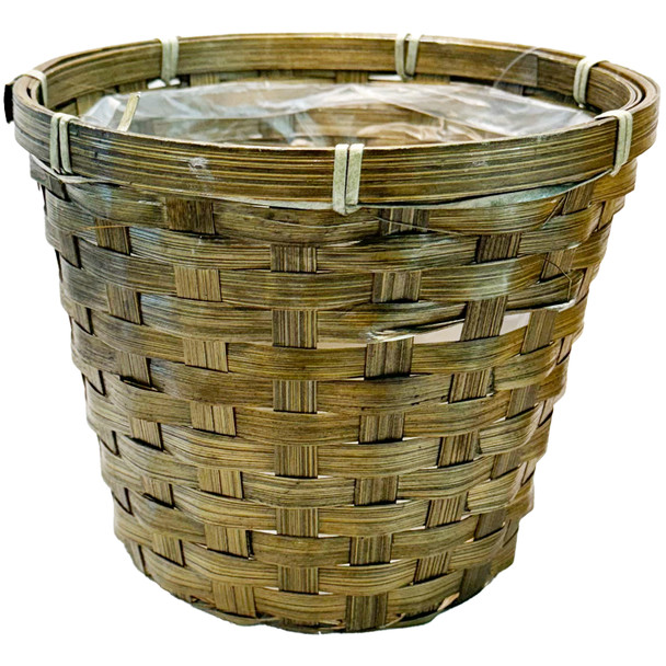6" Bamboo Pot Cover Basket - Brown