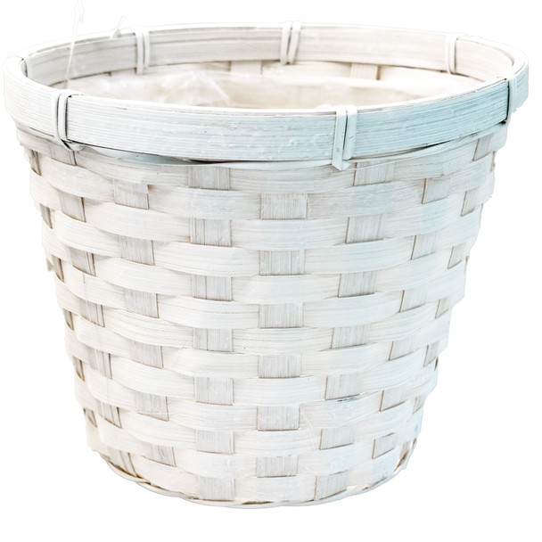 6" Bamboo Pot Cover Basket - White Wash