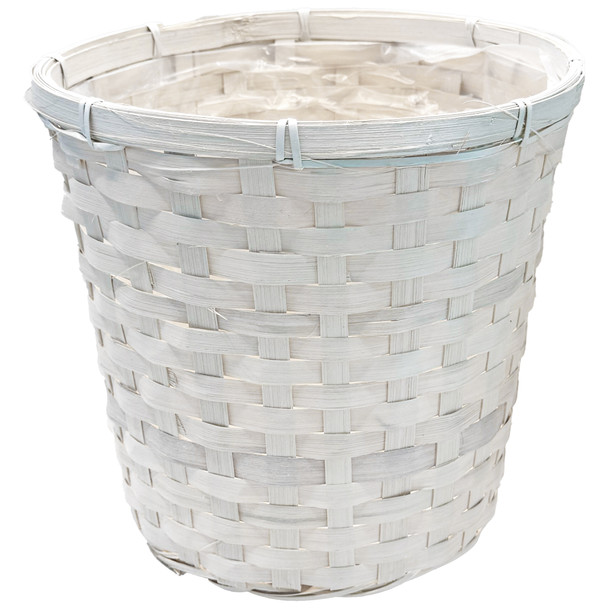 8" Bamboo Pot Cover Basket - White Wash