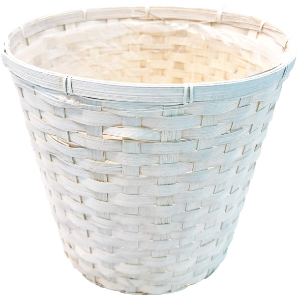 10" Bamboo Pot Cover Basket - White Wash