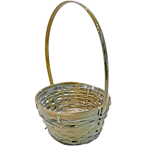 8” Bamboo Basket with Liner - Brown