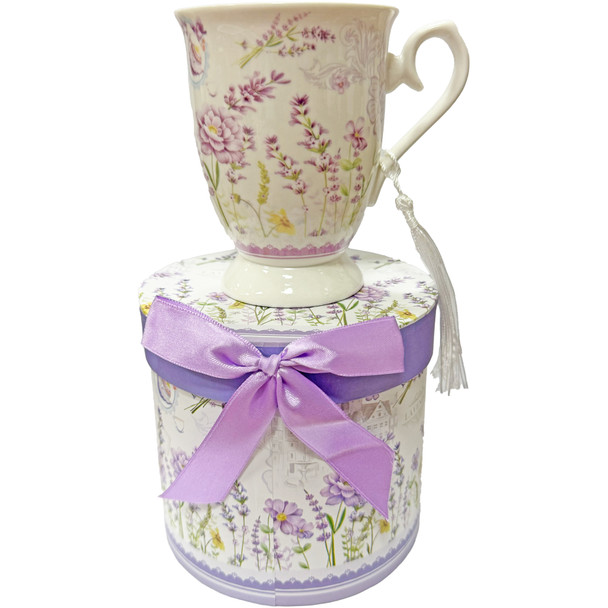Floral Coffee Cup with Decorative Box - Lavender Garden