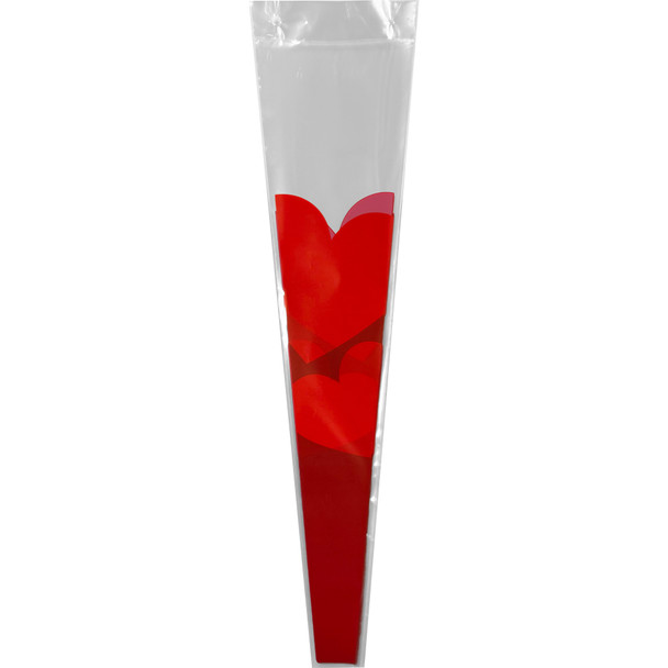 5" Layered Hearts Floral Cellophane Sleeves - 50 Pack