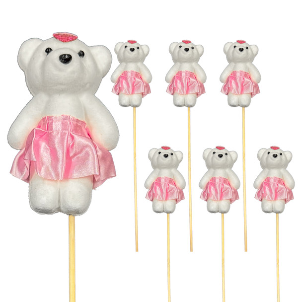16" Large Bear Pink Arrangement Picks - 6 Pieces