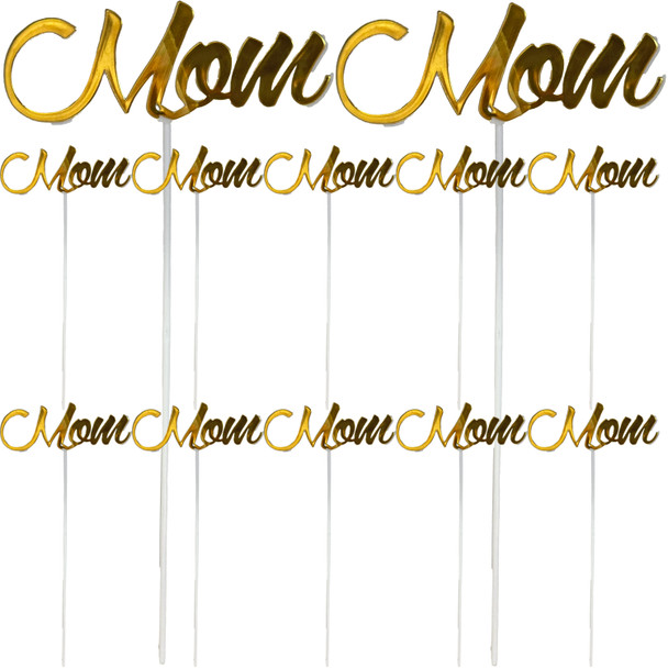 Mom Gold Floral Arrangement Picks - 12 Pieces