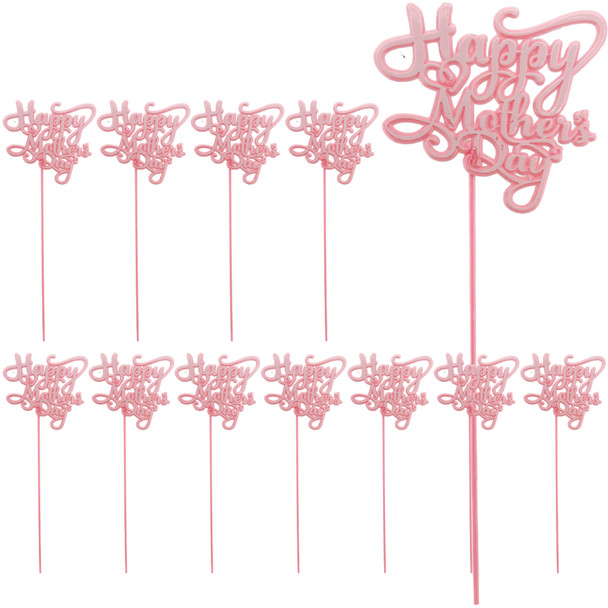 Happy Mother's Day Pink Floral Arrangement Picks - 12 Pieces