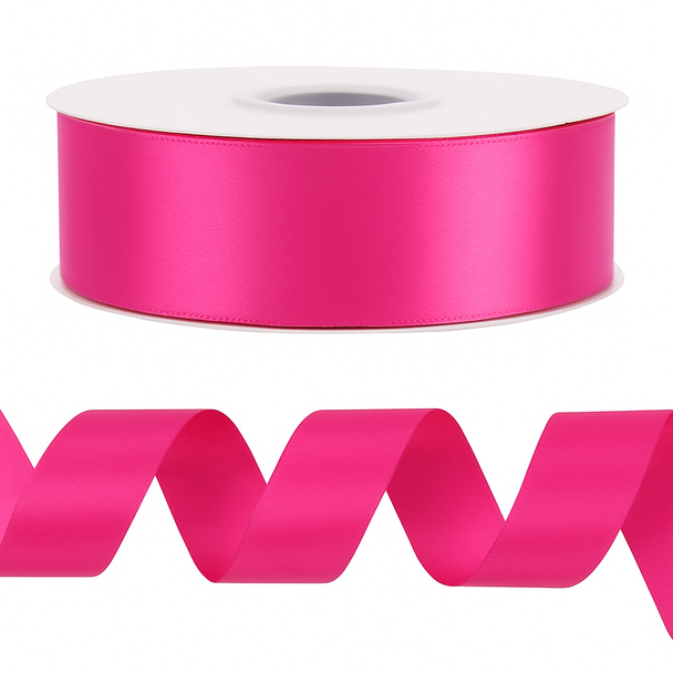 1.5" Single Face Satin Ribbon - Hot Pink - 50 Yards 1.5" Single Face Satin Ribbon - Hot Pink - 50 Yards