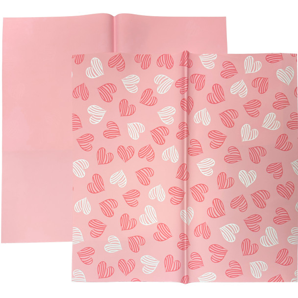 Printed Hearts Floral Wrapping Paper Pink - 20 Sheets Printed Hearts Floral Wrapping Paper Pink - 20 Sheets