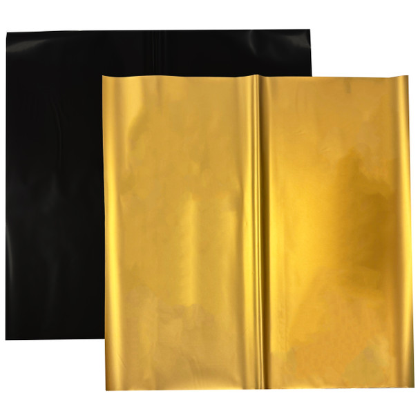 Metallic Gold with Black Backing Floral Wrapping Paper - 20 Sheets