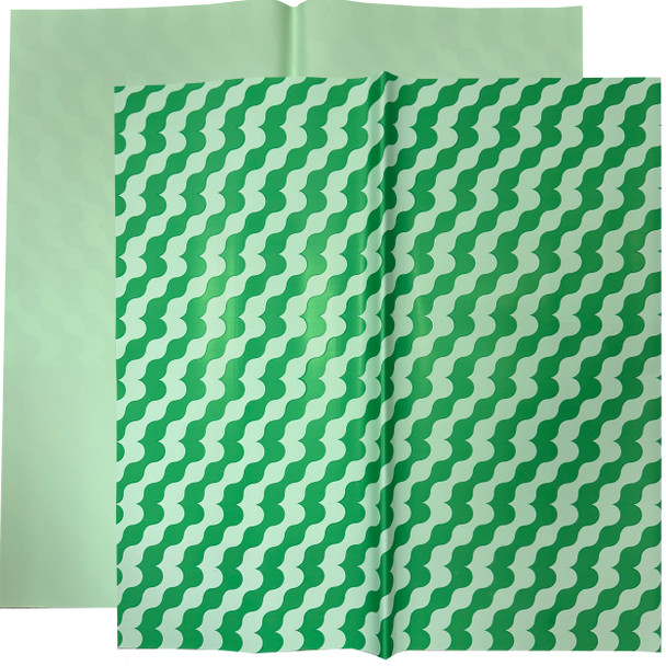 Green Waves Floral Wrapping Paper - 20 Sheets