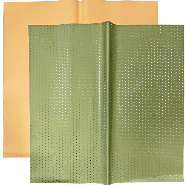 Metallic Dots Floral Wrapping Paper - 20 Pieces - Matcha
