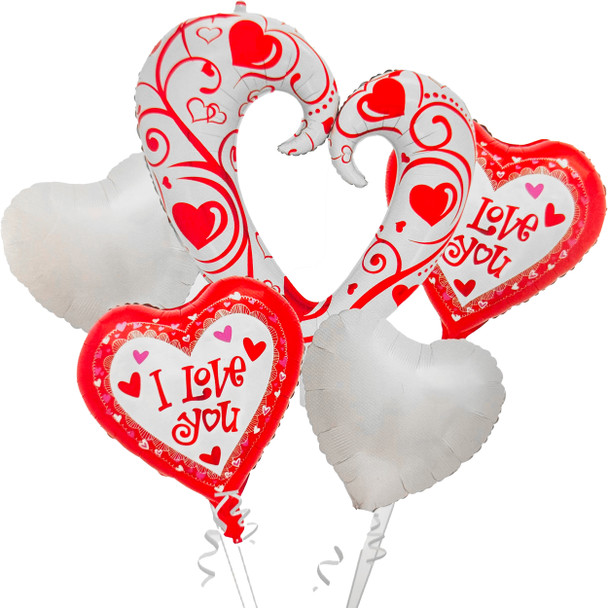 36" I Love You Hearts Mylar Foil Balloon - 5 Pieces