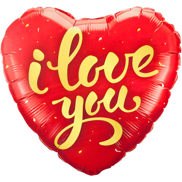 18" Red I Love You Heart Mylar Foil Balloon - 10 Pieces
