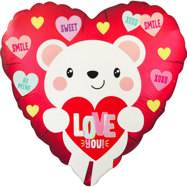 18" Love You Bear Mylar Foil Balloon - 10 Pieces