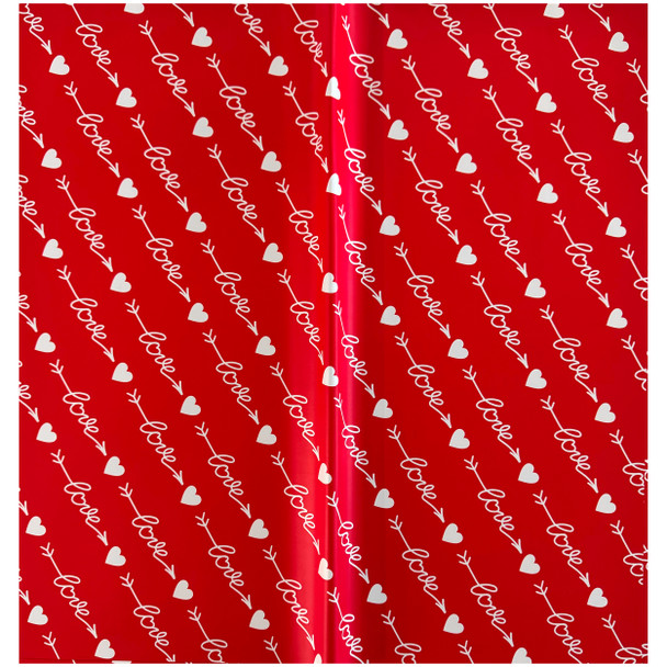 Cupids Love Arrow Red Floral Wrapping Paper - 20 Sheets