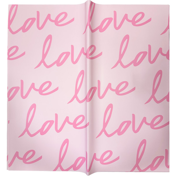"Love" Floral Wrapping Paper - 20 Sheets - Pink
