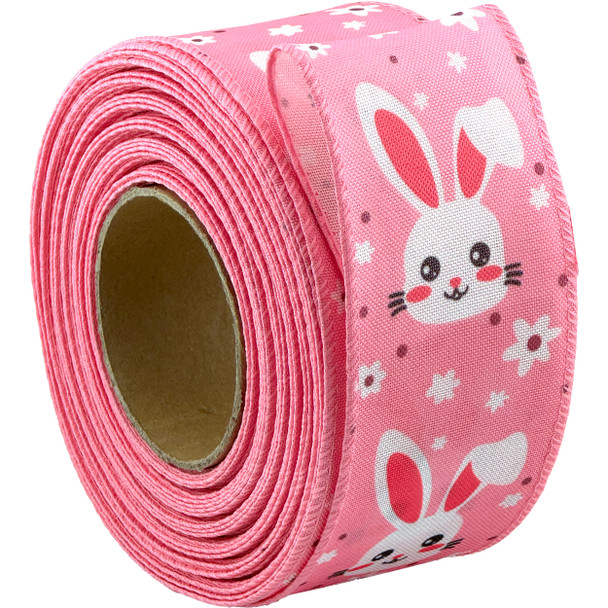 2.5" x 25 Yards Pink Rabbits Easter Ribbon