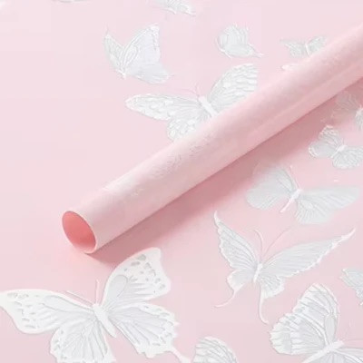 Translucent Butterflies Floral Wrapping Paper - 20 Sheets - Pink