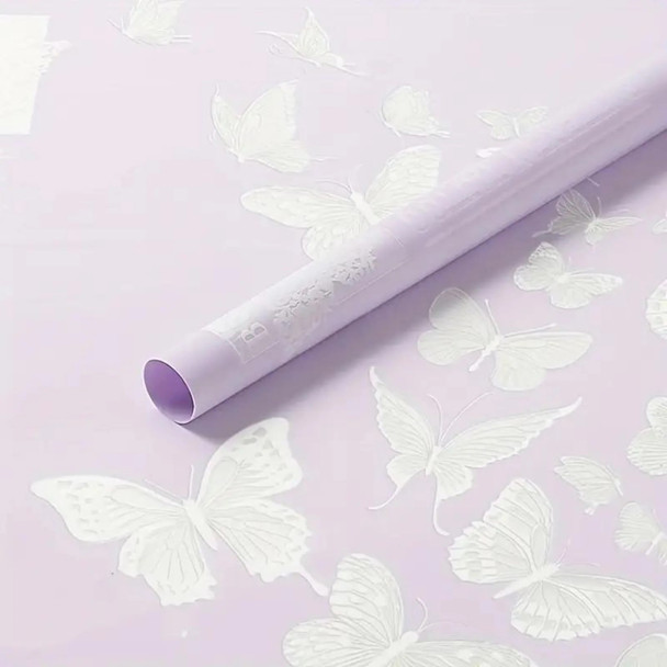 Translucent Butterflies Floral Wrapping Paper - 20 Sheets - Lavender