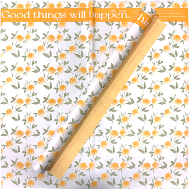 Botanical Print Floral Wrapping Paper - 20 Sheets - Yellow