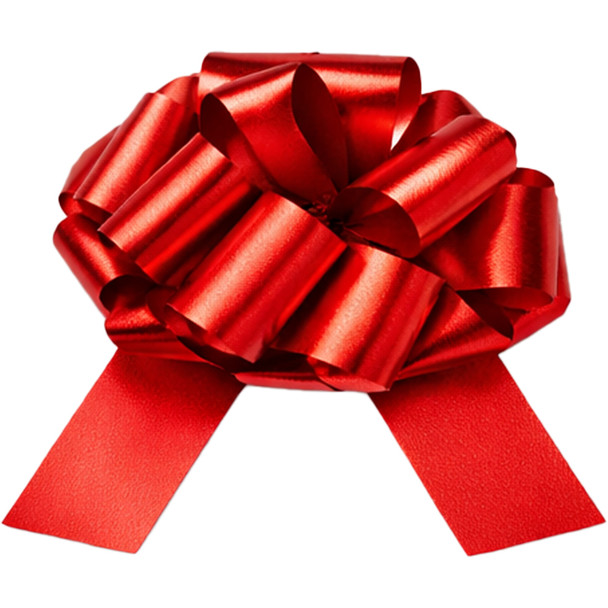 #9 20 Loop Metallic Pullbow - 50 Pieces - Red