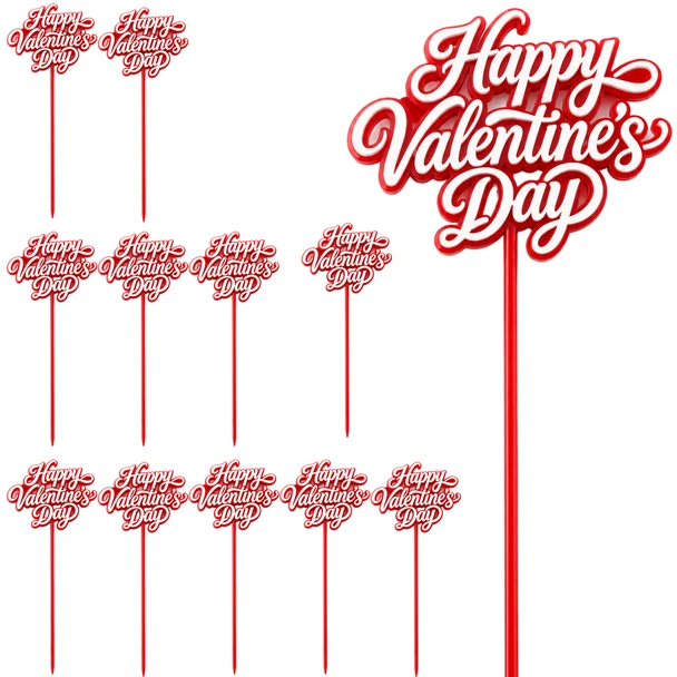 Happy Valentines Day Floral Pick - 12 Pieces