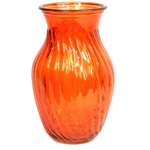 8"H Orange Swirl Glass Vase