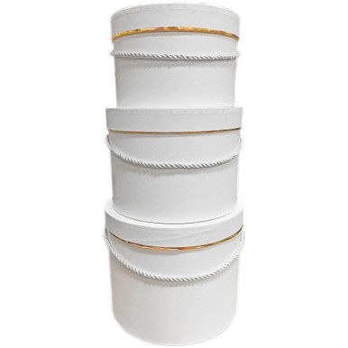 Hat Boxes Cream & Black Round Set of 3 Large