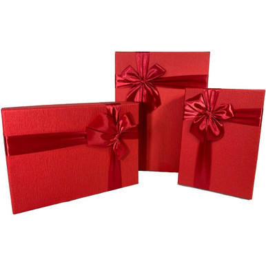 12 Deep Red Floral Heart Gift Box with Ribbon - Set of 3 - LO Florist  Supplies