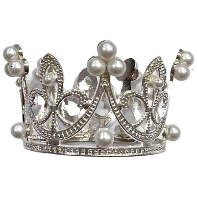 3 Gold Rhinestones Crown with Pearls - LO Florist Supplies