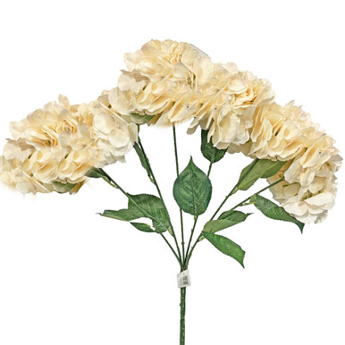 21” Hydrangea Bunch - 6 Heads - Ivory - LO Florist Supplies