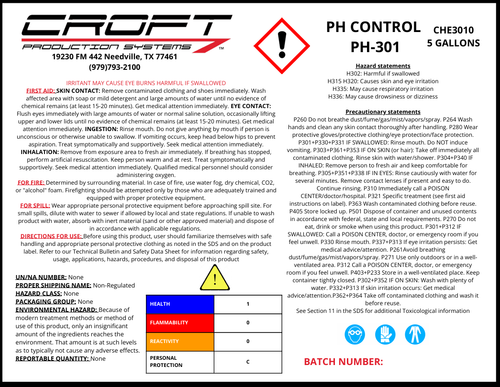 PH Control, PH-301, 5 Gallon Pail