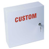 Customized Regular Sized White Metal Box with Camlock. 13"W x 13"H x 4"D