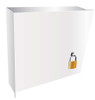 Regular sized white metal box with 2 padlocks