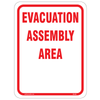 Evacuation Assembly Area White Aluminum Sign