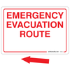 Emergency Evacuation Route vinyl sticker with red arrow for safe exit guidance