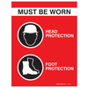 Head & Foot Protection Sign, Corrugated Plastic