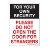 Do Not Open Door for Strangers Sticker