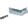 "L" shaped galvanized steel sign bracket with nuts and screws.
