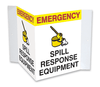 3-Way Projecting Spill Response Equipment Sign