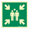 Glow-in-the-dark evacuation assembly point or muster station sign