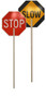 Reflective STOP/SLOW construction sign for traffic management in construction areas