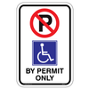 Non-reflective 'No Parking' sign reserved for wheelchair accessible spots by permit only
