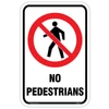 No Pedestrians Sign installed at the entry of a restricted area to prevent foot traffic.