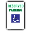 Wheelchair Accessible Reserved Parking Sign with symbol and text for designated accessible parking spots.