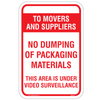 No Dumping of Packaging Materials Sign at a commercial loading dock